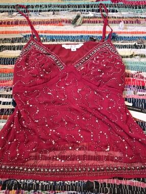 Y2k Top Rhinestones Beaded Tank Top Made In India Beaded Y2k Style Tank Medium